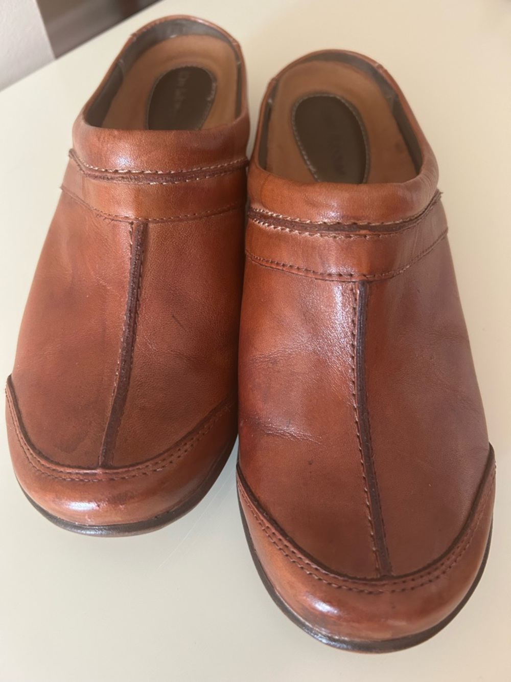 Hush Puppies Slip On Mules Leather Slip-On Clog - Brown 7.5